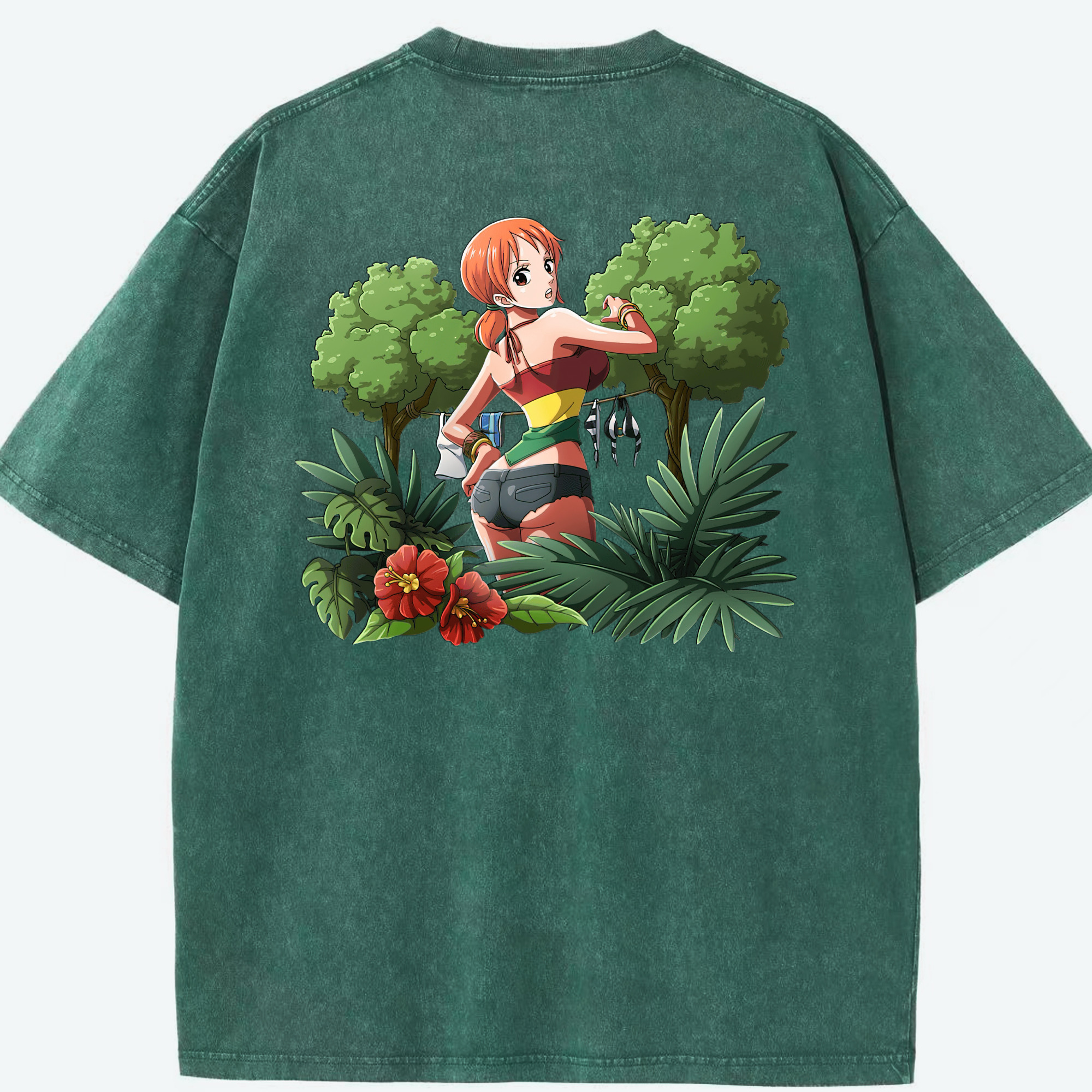 ワンピース ナミ ONE PIECE Nami 綿100% ヴィンテージ風 半袖Tシャツ（背面プリント）